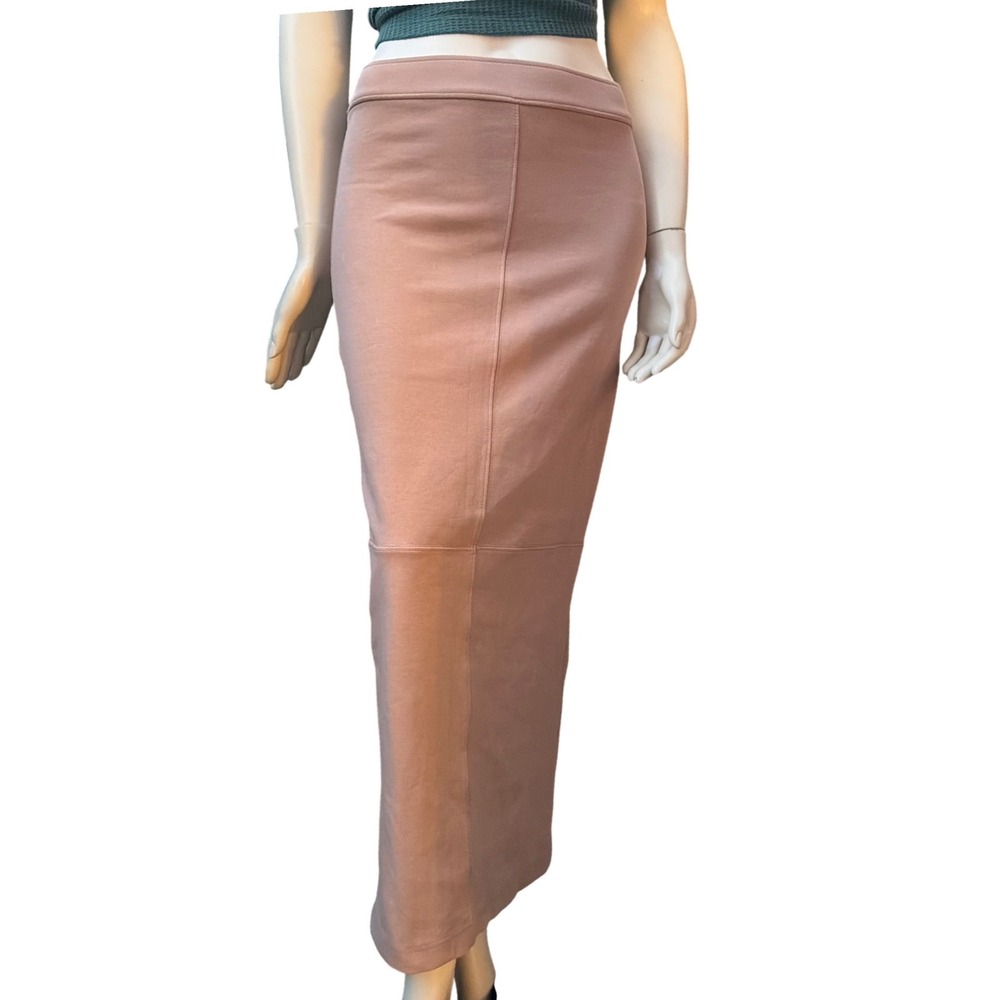 Zara Body Con Maxi Skirt Stretch knit Pull On Back Slit Clean Girl Minimalist M